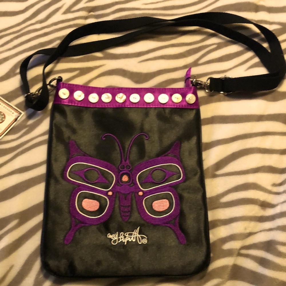 NWT Butterfly Embroidery Cross Bag